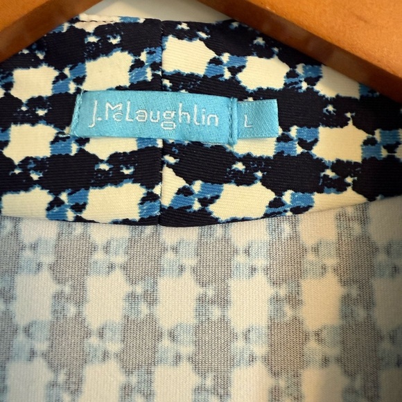 J.MCLAUGHLIN Abstract Plaid Gingham Printed Catalina Cloth V Neck Pleated Dress - Picture 2 of 8